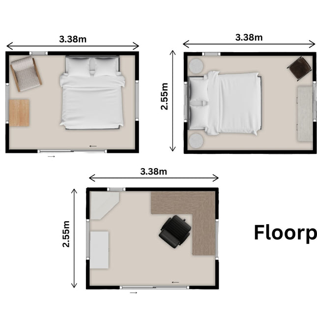 Cabin Rental 2.55 x 3.38m (8.65m²)