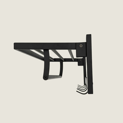 Foldable Towel Rail with Hooks - Matte Black Stainless Steel
