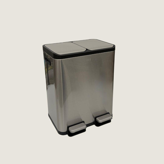 Eko Dual Compartment Pedal Bin 15L + 15L - Stainless Steel
