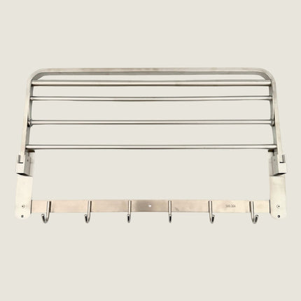 Foldable Towel Rail with Hooks - Stainless Steel