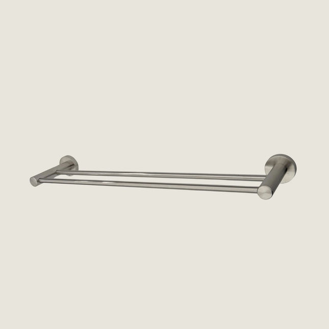 Double Bar Towel Rack Rail - Brushed Stainless Steel