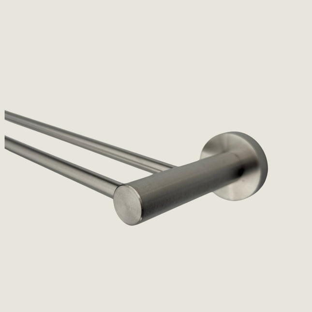 Double Bar Towel Rack Rail - Brushed Stainless Steel