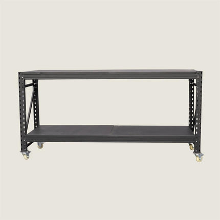 Steel Work Bench on Lockable Wheels - Black