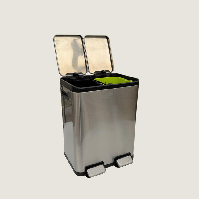 Eko Dual Compartment Pedal Bin 15L + 15L - Stainless Steel