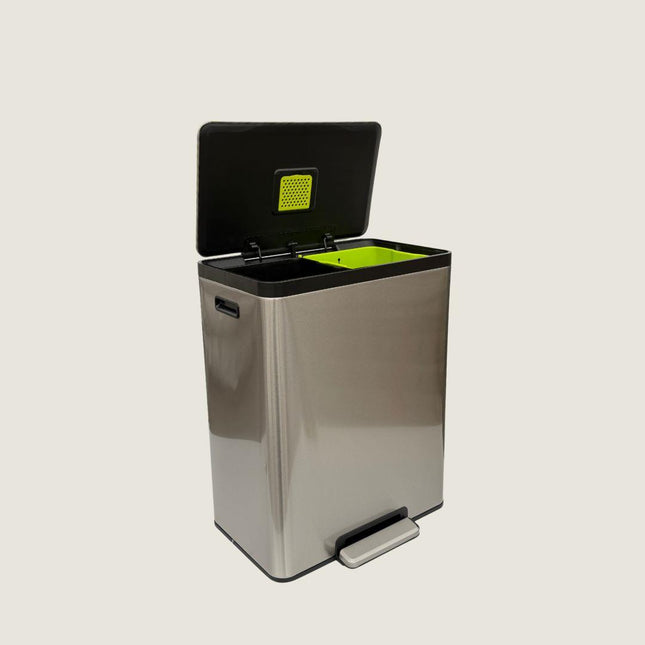 Eko Dual Compartment Pedal Bin 60L - Stainless Steel