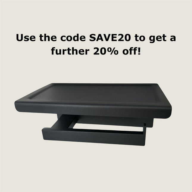 Toilet Paper Holder with Tray - Matte Black Stainless Steel