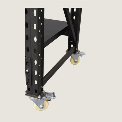 Steel Work Bench on Lockable Wheels - Black