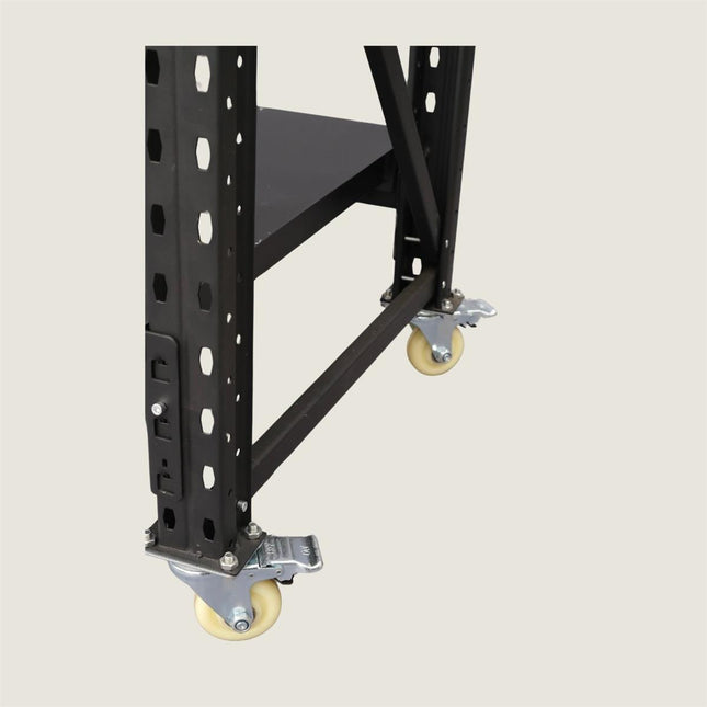 Steel Work Bench on Lockable Wheels - Black