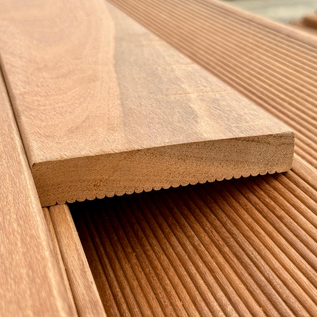 SAMPLE ONLY Bangkirai (Yellow Balau) Solid Decking Timber 25 mm x 140mm