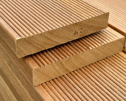 SAMPLE ONLY Bangkirai (Yellow Balau) Solid Decking Timber 25 mm x 140mm