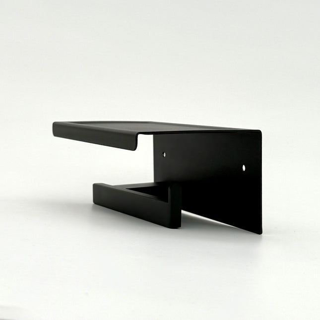 Toilet Paper Holder with Tray - Matte Black Stainless Steel