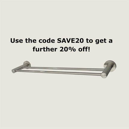 Double Bar Towel Rack Rail - Brushed Stainless Steel