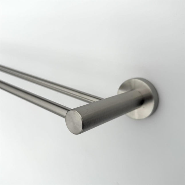 Double Bar Towel Rack Rail - Brushed Stainless Steel