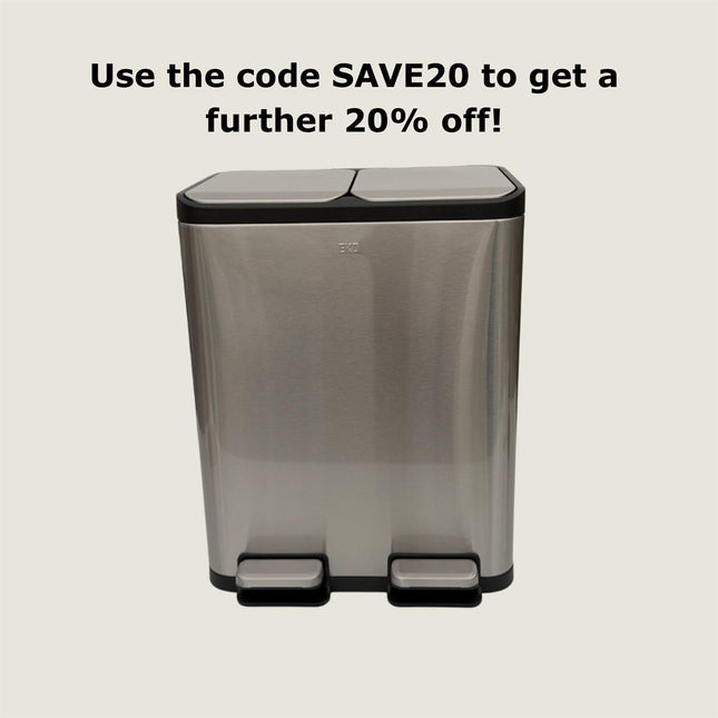 Eko Dual Compartment Pedal Bin 30L - Stainless Steel